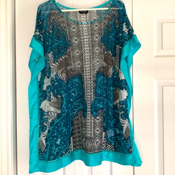 Bebe sheer boho shirt size XS teal/blue - Picture 2 of 2